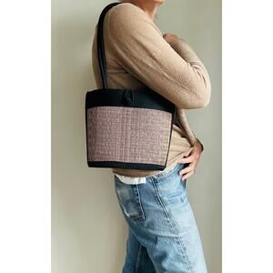 Vintage 90s Purse Top Handle Shoulder Bag Woven Bamboo Brown summer